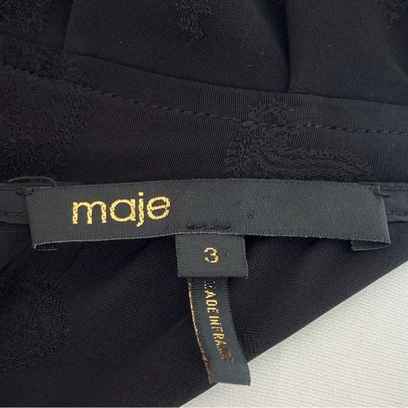 MAJE LOYD BLACK PAISLEY PRINT RUFFLE COLD SHOULDER LONG SLEEVE BLOUSE top - Picture 8 of 11